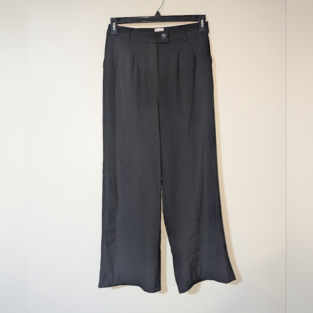 8 Princess Polly High Waist Wide Leg Black Trousers